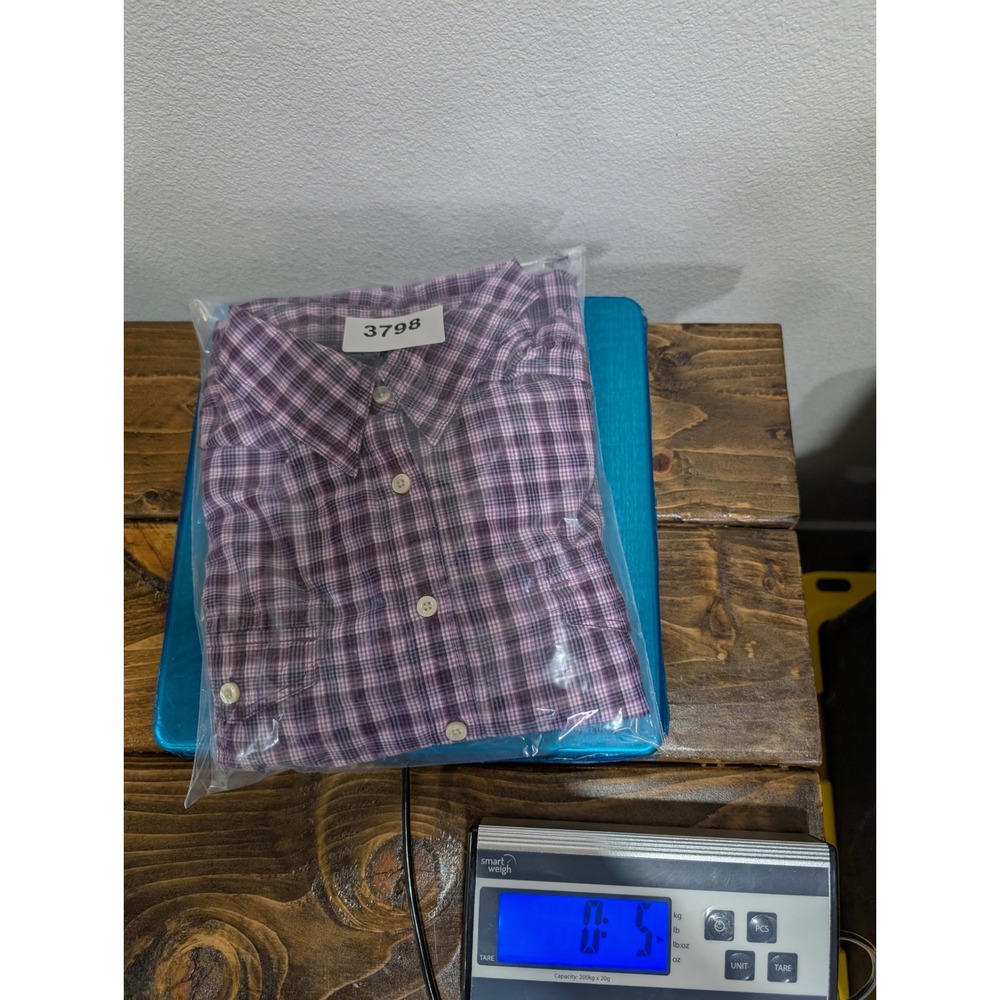 Tommy Hilfiger Womens Purple Plaid Roll Tab Sleeve Button Down Shirt Size M - Picture 6 of 6